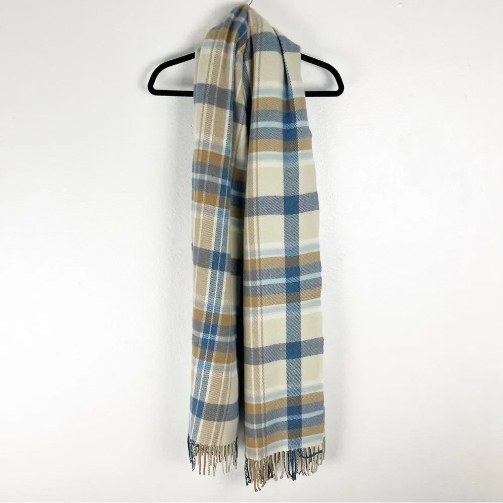 MARK & GRAHAM Multicolored Italian Plaid Fringe Trim Blanket Scarf, 32 x 80